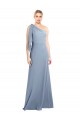 Inexpensive Draped Flutter Sleeves One Shoulder Stretch Crepe Prom Dress UK