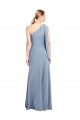 Inexpensive Draped Flutter Sleeves One Shoulder Stretch Crepe Prom Dress UK