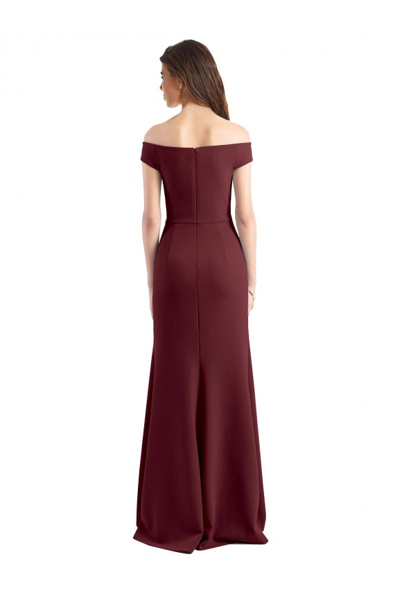Inexpensive Off the Shoulder Fit and Flare Stretch Crepe Prom Dress UK