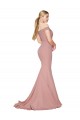 Inexpensive Off the Shoulder Sweetheart Long Sweep Train Crepe Prom Dress UK