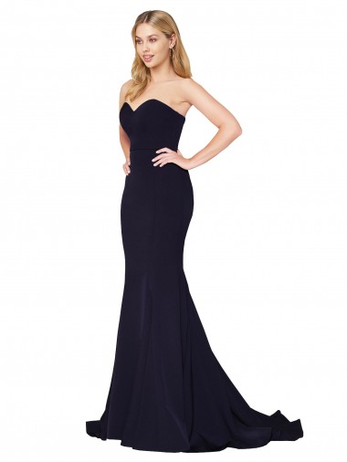 Inexpensive Sweetheart High Neck Sweep Train Sleeveless Crepe Prom Dress UK