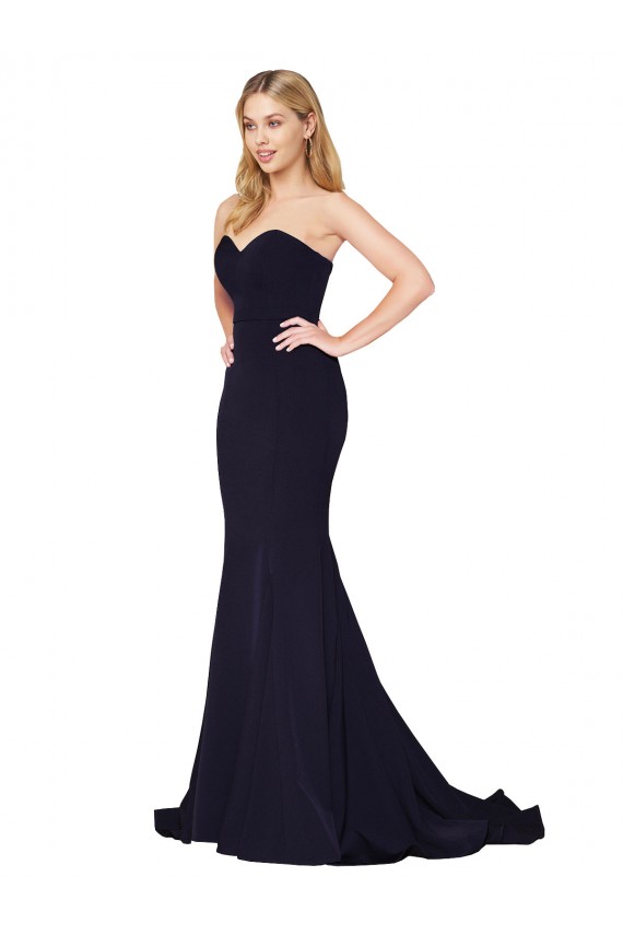 Inexpensive Sweetheart High Neck Sweep Train Sleeveless Crepe Prom Dress UK