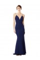 Inexpensive Deep V-Neck Spaghetti Straps Mermaid Crepe Prom Dress UK