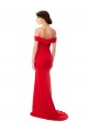 Inexpensive Off the Shoulder Chapel Train Crepe Prom Dress with Thigh-High slit UK