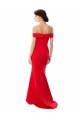 Inexpensive Off the Shoulder Sweetheart Maxi Crepe Prom Dress With Thigh Split and Train UK