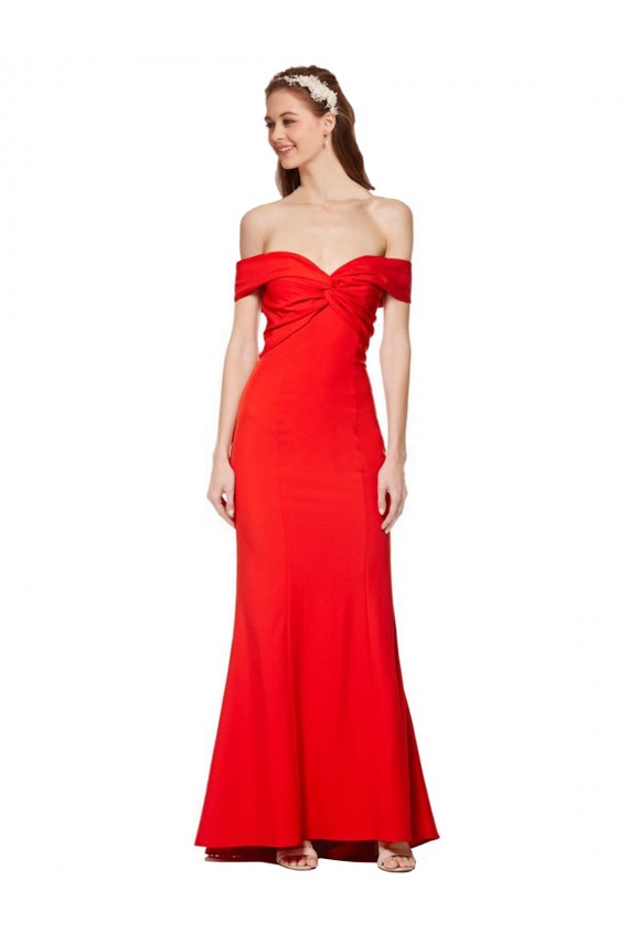Inexpensive Cross Front and Back Bardot Sleeveless Crepe Maxi Prom Dress UK