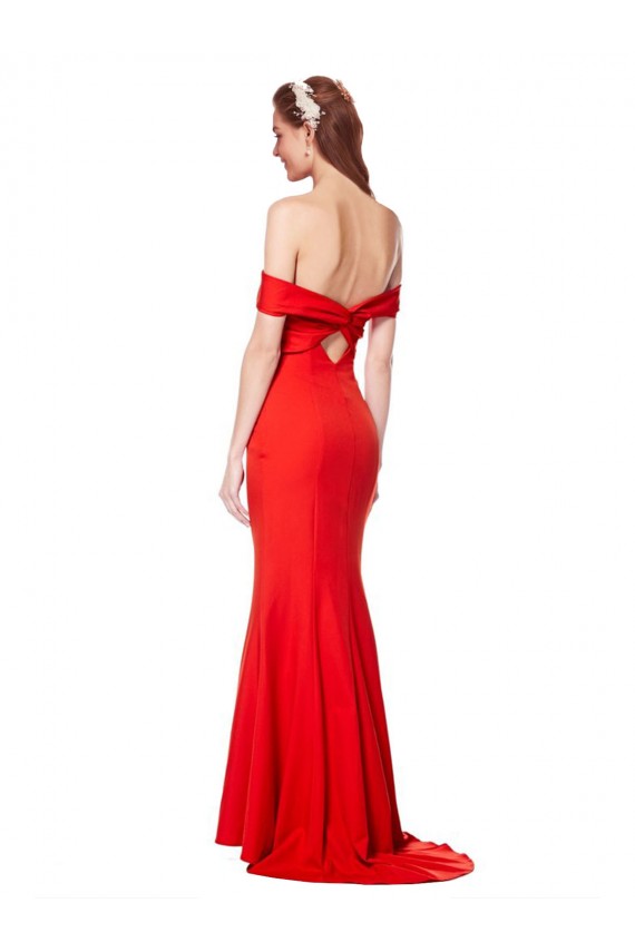 Inexpensive Cross Front and Back Bardot Sleeveless Crepe Maxi Prom Dress UK