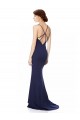 Inexpensive Fishtail High Neck Maxi Crepe Bridesmiad Dress with Strappy Back Detail UK