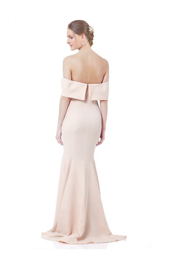 Inexpensive Mermaid Bardot Maxi Crepe Bridesmiad Dress with Fishtail Train UK