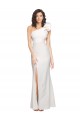Inexpensive One Shoulder Long Full Length Crepe Prom Dress with Ruffles and Side Split UK