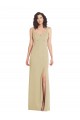 Inexpensive Wide Strap Slash Cutout Empire Crepe Prom Dress with Front Slit UK