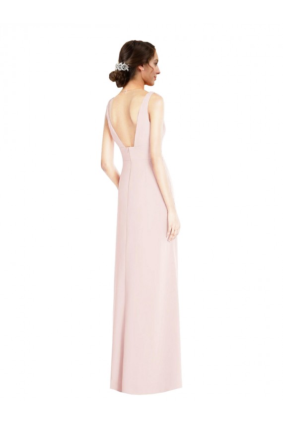 Inexpensive Square Neck Low Back A-Line Prom Dress with Front Slit and Pockets UK