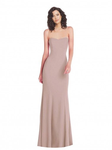 Inexpensive Strapless Princess Line Crepe Mermaid Prom Dress UK