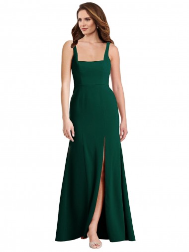Inexpensive Square Neck Trumpet Maxi Prom Dress with Front Slit UK