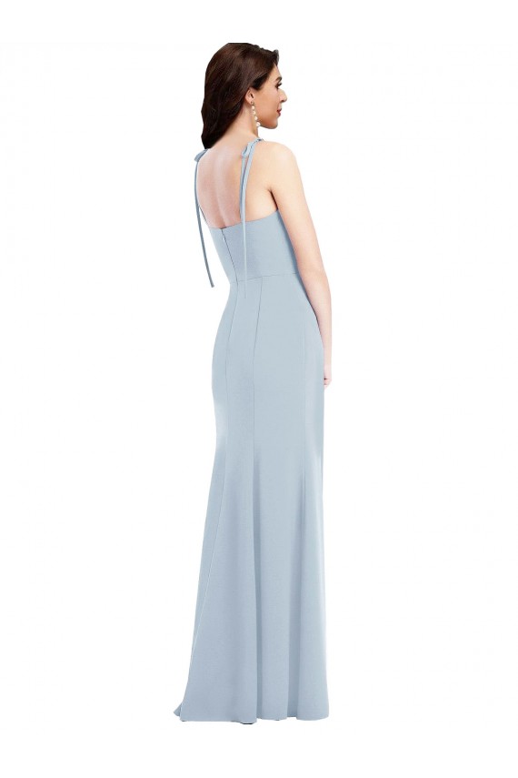 Inexpensive Bustier Style Crepe Prom Dress with Bow Straps UK