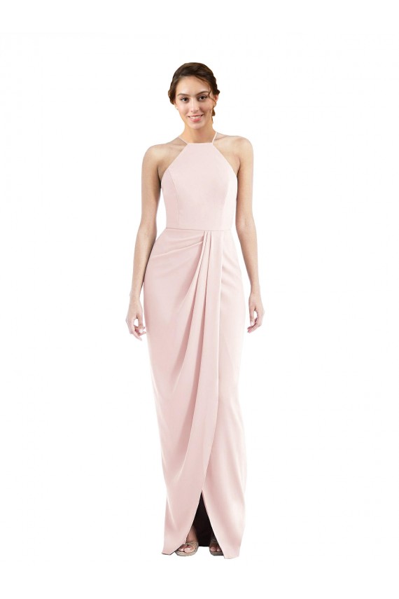 Inexpensive Halter Draped Tulip Skirt Maxi Prom Dress UK