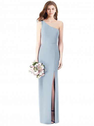 Inexpensive One Shoulder Crepe Trumpet Prom Dress with Front Slit UK