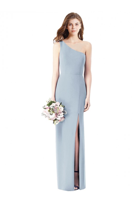 Inexpensive One Shoulder Crepe Trumpet Prom Dress with Front Slit UK