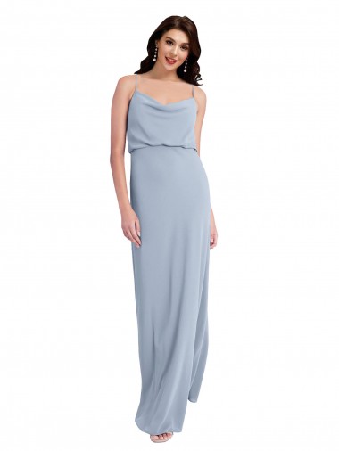 Inexpensive Draped Cowl Neck Long Crepe Prom Dress with Spaghetti Straps UK