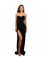 Inexpensive Corset Style Strapless Crepe Prom Dress with High Split UK