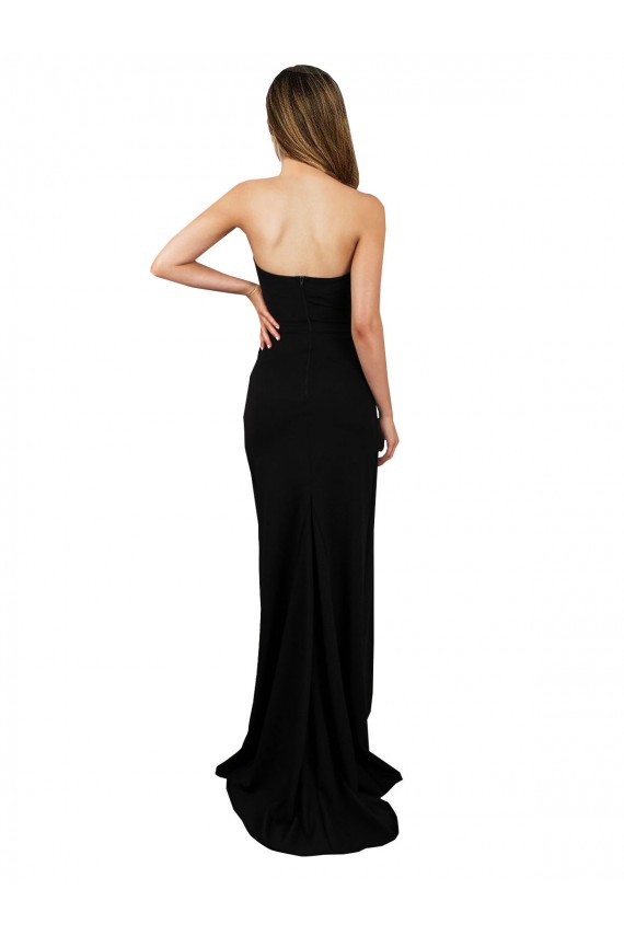 Inexpensive Corset Style Strapless Crepe Prom Dress with High Split UK