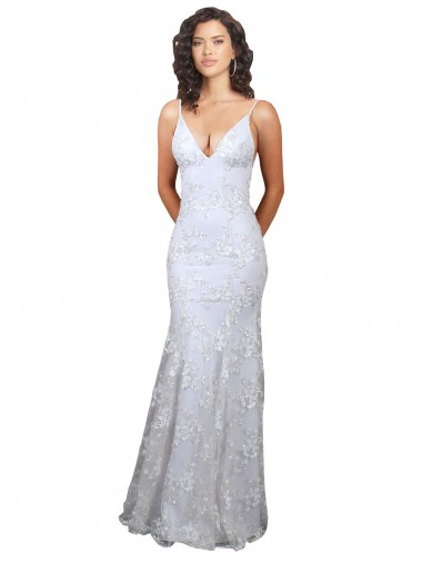 Inexpensive V-Neckline Backless Floral Patterned Sequin Formal Prom Dress UK