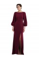 Inexpensive Bishop Sleeve Open Back Trumpet Crepe Prom Dress with Scarf Tie UK