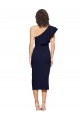 Inexpensive Ruched Midi Length Short Crepe Cocktail Prom Dress / Homecoming Dress with Shoulder Ruffles UK
