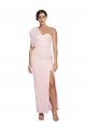 Inexpensive One Shoulder Tulle Overlay Sweetheart Neckline Long Crepe Prom Dress with Thigh Split UK