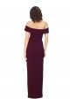Inexpensive Fitted Full Length Off the Shoulder Crepe Prom Dress with Side Split and Waist Tie UK