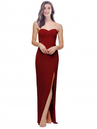Inexpensive Straight Pencil Skirt Long Sweetheart Crepe Prom Dress with High Side Split UK
