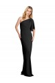 Inexpensive Pleated One Shoulder Flutter Sleeves Slim Crepe Prom Dress UK