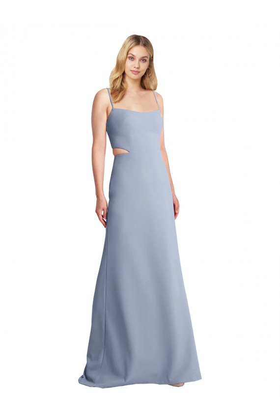 Inexpensive Feminine Scoop Neckline Long Crepe Slip Prom Dress  UK