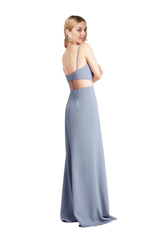 Inexpensive Feminine Scoop Neckline Long Crepe Slip Prom Dress  UK