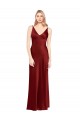 Inexpensive Full Length Long Stretch Satin Slip Prom Dress V-Back UK
