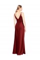 Inexpensive Full Length Long Stretch Satin Slip Prom Dress V-Back UK