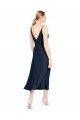 Inexpensive V-Neck Midi Length Short Stretch Satin Cocktail Prom Dress / Homecoming Dress V-Back UK