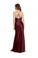 Inexpensive High Neck Halter Long Sleeveless Stretch Satin Prom Dress with Strappy Back UK