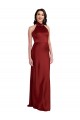 Inexpensive Backless Halter Long Stretch Satin Prom Dress UK