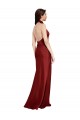 Inexpensive Backless Halter Long Stretch Satin Prom Dress UK
