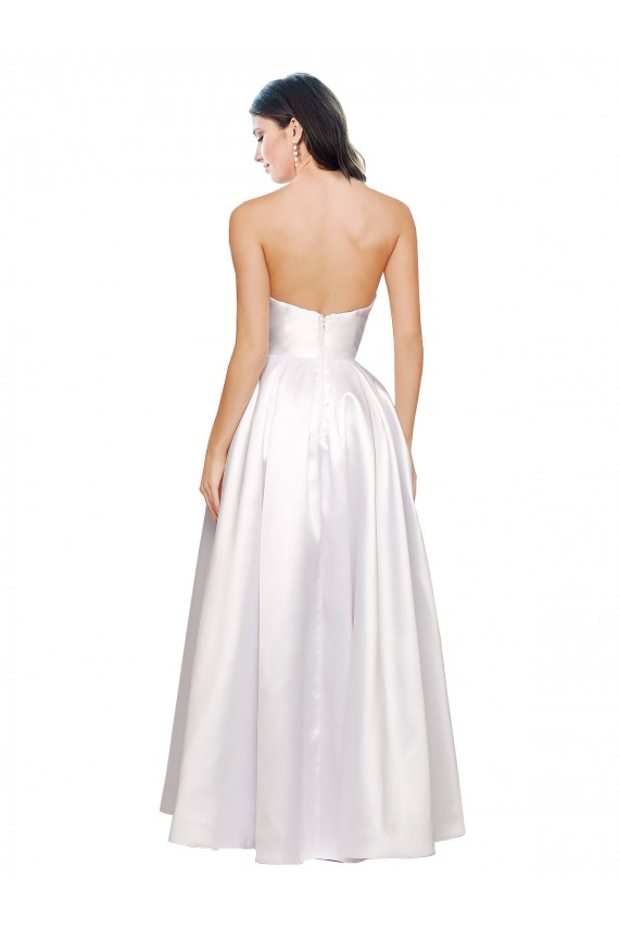 Inexpensive Full Length Strapless V-Cutout Stretch Satin Prom Dress UK
