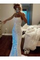 Inexpensive Long Spaghetti Straps Sleeveless Sweep Train Velvet Sequin Prom Dress UK