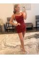 Inexpensive Spaghetti Straps Criss Cross Back Sleeveless Short Velvet Sequin Prom Dress UK