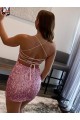 Inexpensive Spaghetti Straps Sleeveless Short Velvet Sequin Prom Dress UK