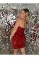 Inexpensive Sweetheart Sleeveless Short Velvet Sequin Prom Dress UK