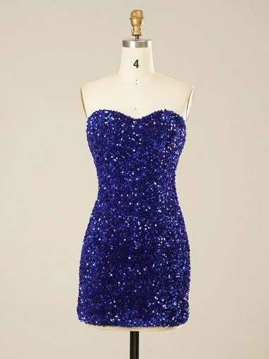 Inexpensive Short Sweetheart Velvet Sequin Prom Dress UK