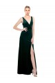 Inexpensive Sleek V-Neck Long Velvet Prom Dress with Side Slit UK