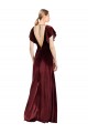 Inexpensive Flutter Sleeves Open Back Long Velvet Prom Dress UK