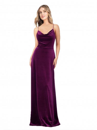 Inexpensive Draped Neckline Spaghetti Straps Velvet Prom Dress UK