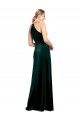 Inexpensive Long Jewel Neck Full Length Velvet Prom Dress with Side Slit UK